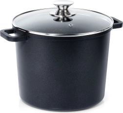 Grande marmite haute en granit avec couvercle en verre GRANDE 7,6 l