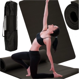 Tapis de fitness et de yoga épais 185 × 83 × 1,5 cm noir avec étui