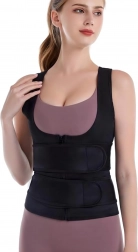 Gilet de fitness en néoprène pour femme avec effet sauna – taille L, noir