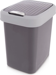 Poubelle en plastique 12 l gris ORION avec couvercle basculant
