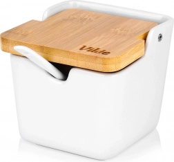 Sucrier en céramique 250 ml avec couvercle en bambou et cuillère