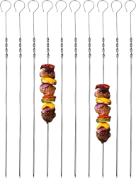 Brochettes en acier pour chachlyk 38,5 cm, lot de 10 pièces