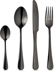 Ensemble de couverts en acier inoxydable Vilde, noir, 16 pièces pour 4 personnes