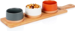 Set de bols en céramique pour tapas avec planche en bambou 48 cm, 4 pièces