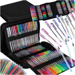 Stylo gel coloré en étui 100 pcs + 100 recharges