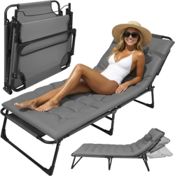 Chaise longue de jardin pliante avec coussin 190 × 68 cm TRIZAND
