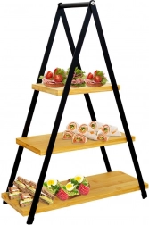 Présentoir de service en bambou à trois niveaux 38 × 16,5 × 53 cm