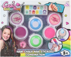 Craies pour cheveux et autocollants pour ongles – set coloré pour enfants