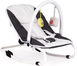 Transat pliable à bascule pour bébé avec jouets blanc-graphite