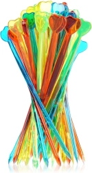 Cure-dents cocktails colorés avec cœur 8 cm, 50 pcs