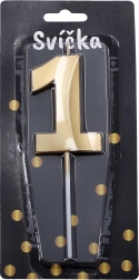 Bougie de fête chiffre 1 dorée