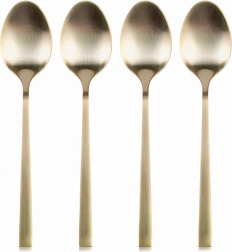 Cuillères à thé en acier inoxydable doré, lot de 4 pièces