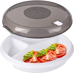 Assiette compartimentée pour micro-ondes 25 cm avec couvercle ventilé