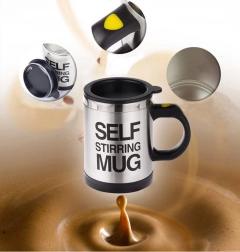 Mug isotherme auto-mélangeur – noir-argenté