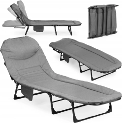 Chaise longue de camping pliante 200 × 65 cm MULTIGARDEN avec dossier réglable