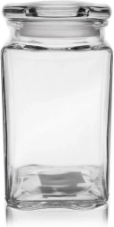 Bocal alimentaire en verre carré 1,4 l avec couvercle