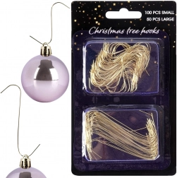 Crochets dorés pour décorations de Noël 4 et 6 cm, 150 pcs