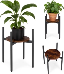 support à plantes loft en acier avec étagère en bois modernhome