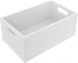 Caisse de rangement en bois 36 × 26 × 15 cm, blanche