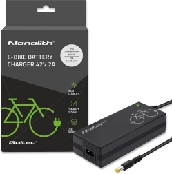 Chargeur Qoltec pour batterie de vélo électrique 36 V, 42 V, 2 A, 5,5 × 2,5 mm