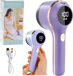 Rasoir anti-bouloches électrique pour textiles avec écran LED, 3 vitesses – violet