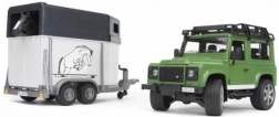 BRUDER LAND ROVER DEFENDER avec remorque pour chevaux