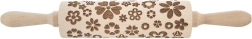 Rouleau à pâtisserie décoratif rotatif en bois Orion avec fleurs, 39 cm