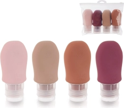 Flacons de voyage en silicone avec ventouses dans étui, lot de 5 pièces