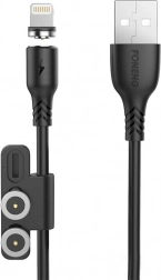 Câble de charge magnétique 3‑en‑1 FONENG X62, USB vers USB‑C / Lightning / Micro USB, 2,4 A, 1 m, noir