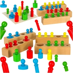 Puzzle Montessori en bois – cylindres colorés et poids