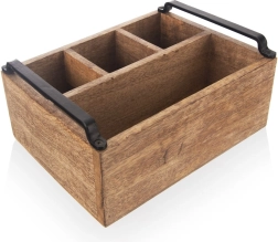 Organisateur en bois pour couverts, épices et sauces en bois de manguier