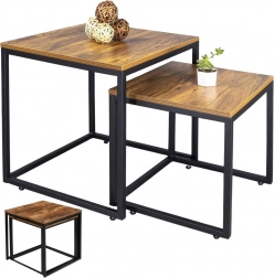 Ensemble de tables basses carrées 2 en 1 rustiques