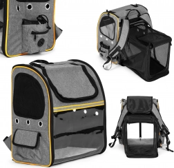 Sac à dos de transport pliable pour chats et chiens avec façade transparente