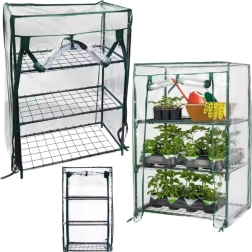 Mini-serre de balcon avec étagères en métal et film PVC