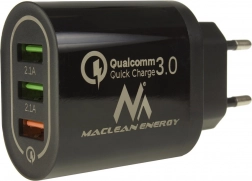 Chargeur secteur MACLEAN ENERGY 3× USB avec charge rapide Quick Charge 3.0