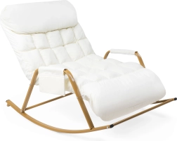 Fauteuil à bascule double avec coussin et dossier réglable blanc