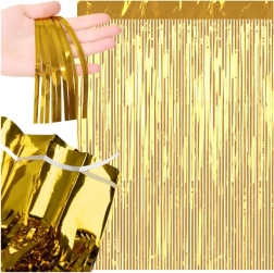 Rideau décoratif autocollant à franges dorées 100 × 200 cm RUHHY