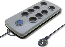 Multiprise parasurtenseur Quick Switch, 8 prises, 2,5 m, gris