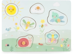 Puzzle sensoriel en bois ECOTOYS avec textures tactiles, 6 pièces