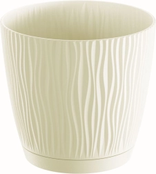 Pot de fleurs Sandy avec soucoupe 12,9 cm crème