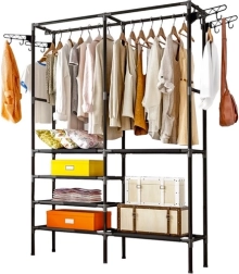 Portant double RUHHY style loft avec étagères