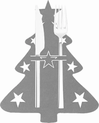 BQ86B POCHETTES À COUVERTS 6 PCS SAPIN DE NOËL GRIS