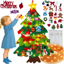 Sapin de Noël en feutre Kruzzel avec LED et décorations à scratch