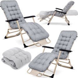 Chaise longue de jardin pliante avec coussin Sofotel ChillWell, lot de 2 pièces, gris clair