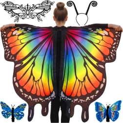 Costume papillon pour enfants avec grandes ailes KRUZZEL, masque et serre‑tête