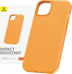 Étui en cuir PU BASEUS Fauxther pour iPhone 15 Plus – orange