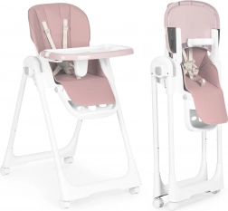 Chaise haute réglable en hauteur, simili cuir, double plateau, rose ECOTOYS