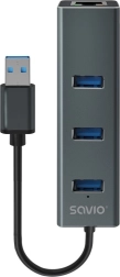 Savio hub USB-A 3.1 Gen 1 avec 3 ports et adaptateur RJ‑45 Gigabit Ethernet