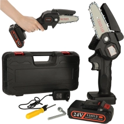 Mini scie à chaîne à batterie dans une mallette