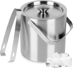 Seau à glace isotherme en acier inoxydable avec pince et couvercle 1,3 l Vilde